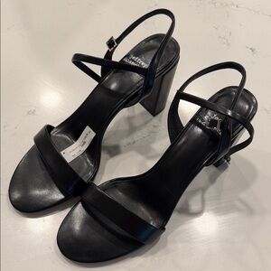 Jeffrey Campbell Black Minimalist Block Heel Sandals